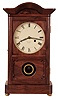 Wm. Hadlock, Boston, Mass., 8 days, time only spring driven period movement in a professionally made, custom, well figured mahogany shelf clock case with reverse painted tablet and painted metal dial with girandole hands, movement c1840