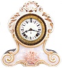 Ansonia Clock Co., New York, NY, 8 day, time and strike spring brass movement porcelain mantel clock.