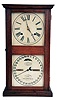 Ithaca Calendar Clock Co., Ithaca, NY, "No. 10 Farmer's" shelf clock with a spring driven 8 day time & strike movement (by E. N. Welch) with Horton's perpetual calendar mechanism.