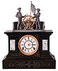 Ansonia Clock Co., New York, NY, "Mechanical Clock" shelf clock with spring driven 8 day time and strike movement in a cast iron case