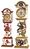 Clocks- 2 (Two) Miniature Porcelain Grandfather French 8 day time only, early 20th century