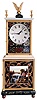 Fraser Forgie, Fryeburg, ME, 8 day, weight brass timepiece movement bride's model Massachusetts shelf clock.