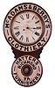 Baird Clock Co., Plattsburgh, New York, "McAdams & Berry's Clothiery", 8 day, spring brass movement advertising wall timepiece.