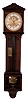 Dorfer in Wien, "Laterndluhr" wall clock. Glazed mahogany and mahogany veneer case with ebonized moldings, gilt engine turned bezel, signed Roman numeral silvered dial with gilt, engine turned center, blued steel Breguet style hands, unusual 30 day timepiece movement consisting of a single, round plate, the wheels pivoted between this plate and individual cocks, deadbeat escapement, maintaining power, and steel coquerets on all mobiles, seconds beating brass clad pendulum with ebonized wooden rod, rectangular brass clad weight
