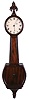 Massachusetts, possibly Newburyport or north shore area, 8 day, weight brass movement Patent or banjo wall timepiece with mahogany wood panels in the door frames.