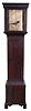 Joseph Ives or Amasa Ives, Jr. & Co., Bristol, Conn., flat top tall case clock, 8 day, time and strike, two weight driven wooden movement roller pinions in a pine case with full columns flanking hood door, scallop molding on top of Chippendale style bracket base and blank dial plate