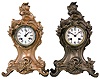 Clocks- 2 (Two) cast spelter mantel clocks; one with Jennings Brothers [Bridgeport, CT] on dial; both now fit with Vermont Clock Co. 8 day time and strike balance-wheel movements.