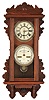 Waterbury Clock Co., Waterbury, Conn., "Calendar No. 38", 8 day, time and strike, spring brass movement double dial calendar wall clock.