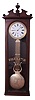 Jeweler's regulator wall clock, 8 day, time only, brass weight driven movement with pinwheel escapement and compensated lyre gridiron pendulum in a mahogany case with white enamel dial.