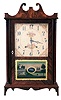 Eli Terry, Plymouth Hollow, Conn., 30 hour, time and strike weight wood movement pillar & scroll shelf clock with alterations.