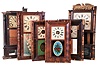 Clocks- 6 (Six) 6 American shelf: (1) Unknown, 30 hour wood shelf clock attributed to Smith, Blakesley & Co., Bristol, Conn., c1845. (2) George Marsh, Winchester, Conn., 30 hour OG with very nice Wm. B. Fenn tablet, c1850. (3) Jerome & Co, New Haven, Conn., OOG, c1870. (4) George Marsh, Winchester, Conn., 30 hour OG, c1850. (5) Seymour, Williams & Porter, Farmington, Conn., 30 hour wooden movement shelf clock in carved column & splat case, c1830. (6) Elisha Manross, Bristol, Conn., 8 day Empire triple decker shelf clock c1850.