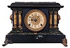 Clocks- 4 (Four): (1) Seth Thomas Clock Co., Thomaston, Conn., "Unlisted No. 1", 8 days, time and strike spring brass movement Adamantine mantel clock. c1900 (2) Seth Thomas Clock Co., Thomaston, Conn., 8 days, time and strike spring brass movement Admantine mantel clock. c1900 (3) Seth Thomas Clock Co., Thomaston, Conn., 8 days, time and strike spring brass movement Adamantine mantel clock. c1900 (4) Seth Thomas Clock Co., Thomaston, Conn., 8 days, time and strike spring brass movement Adamantine mantel clock. c1900