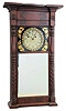 Munger & Benedict, Auburn, New York, 8 days, time and strike weight brass movement Ironing Board shelf clock.