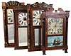 Clocks- 4 (Four): (1) George Marsh, Bristol, Conn., 30 hour, time and strike weight wood movement half column & splat shelf clock. c1830 (2) Barnes, Bartholomew & Co., Bristol, Conn., 30 hour, time and strike weight wood movement half column & splat shelf clock. c1833. (3) David Dutton, Mount Vernon, New Hampshire, 30 hour "groaner" type weight wood movement half column & splat shelf clock. c1832 (4) David Dutton, Mount Vernon, New Hampshire, 30 hours, time, strike and alarm weight wood movement column & splat shelf clock. c1835