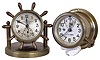 Clocks- 2 (Two): (1) Chelsea Clock Co., Boston, Mass., "U.S. Army 143", 8 day, spring brass lever movement truck or vehicle timepiece. Serial No. 142877, c1920 (2) Chelsea Clock Co., Boston, Mass., "Clinton" 8 day, spring brass lever movement ship's wheel desk timepiece. Serial No. 9147, c1903