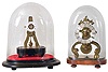 Clocks- 2 (Two) Continental skeleton clocks: (1) French with alarm from the Crystal Palace of 1851, marked with Honorable Mention; (2) Single train on rosewood base