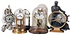 Clocks- 7 (Seven): Jefferson Electric Co., Bellwood, IL "Golden Hour" electric mystery; United Clock Co., Brooklyn, NY FDR electric; German Schatz 400 day; Sessions Clock Co. China electric; Tiffany Never-Wind Clock Co, Buffalo, NY battery-powered; Barr Mfg. Co, Weedsport, NY electro-mechanical; double-pendulum; all 20th century