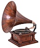 Victor Talking Machine Co., "Type V" oak cased phonograph with original oak horn on an oak and quarter sawn oak record cabinet.