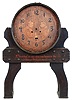 Barrel Clock, by C. A. Warner and Co., New York, NY, with Waterbury 8 day, time and strike movement.