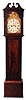 Unsigned English tall clock, 8 day, time and bell strike weight driven movement in a mahogany and mahogany veneer case with painted metal dial with second's bit and brass hands.
