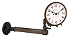 Night clock, white glass Arabic numeral dial signed "American Waltham Watch Co.", blued steel hands, 30 hour Waltham movement, mounted to a patinated bronze gas bracket, the flame illuminating the dial from behind