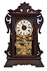 Seth Thomas Clock Co., Thomaston, Conn., "Newark", 8 day, time, strike and alarm spring brass movement "city series" shelf clock.