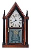 Brewster & Ingrahams, Bristol, Conn., 8 day 4-column "Sharp Gothic" or "steeple" clock with cut glass tablet.