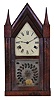 Chauncey Jerome, New Haven, Conn., 30 hour, time and strike spring brass movement in "Sharp Gothic" or "steeple" case.