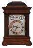 Winterhalder & Hofmeier, Germany, for W. Batty & Sons, Manchester, England, bracket clock, architectural oak case with fluted pilasters, gadrooned caddy top with acanthus carved corners, silvered dial with Roman numeral chapter ring, and with rating and chime control dials, blued steel hands, 8 day, 2 train fusee movement, with ting tang quarters and hour striking on gongs, back plate signed