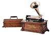 American Graphaphone Company, New York, NY. "BF" model serial #6312 with 8" long cylinder mandrel and reproduction nickel plated horn.