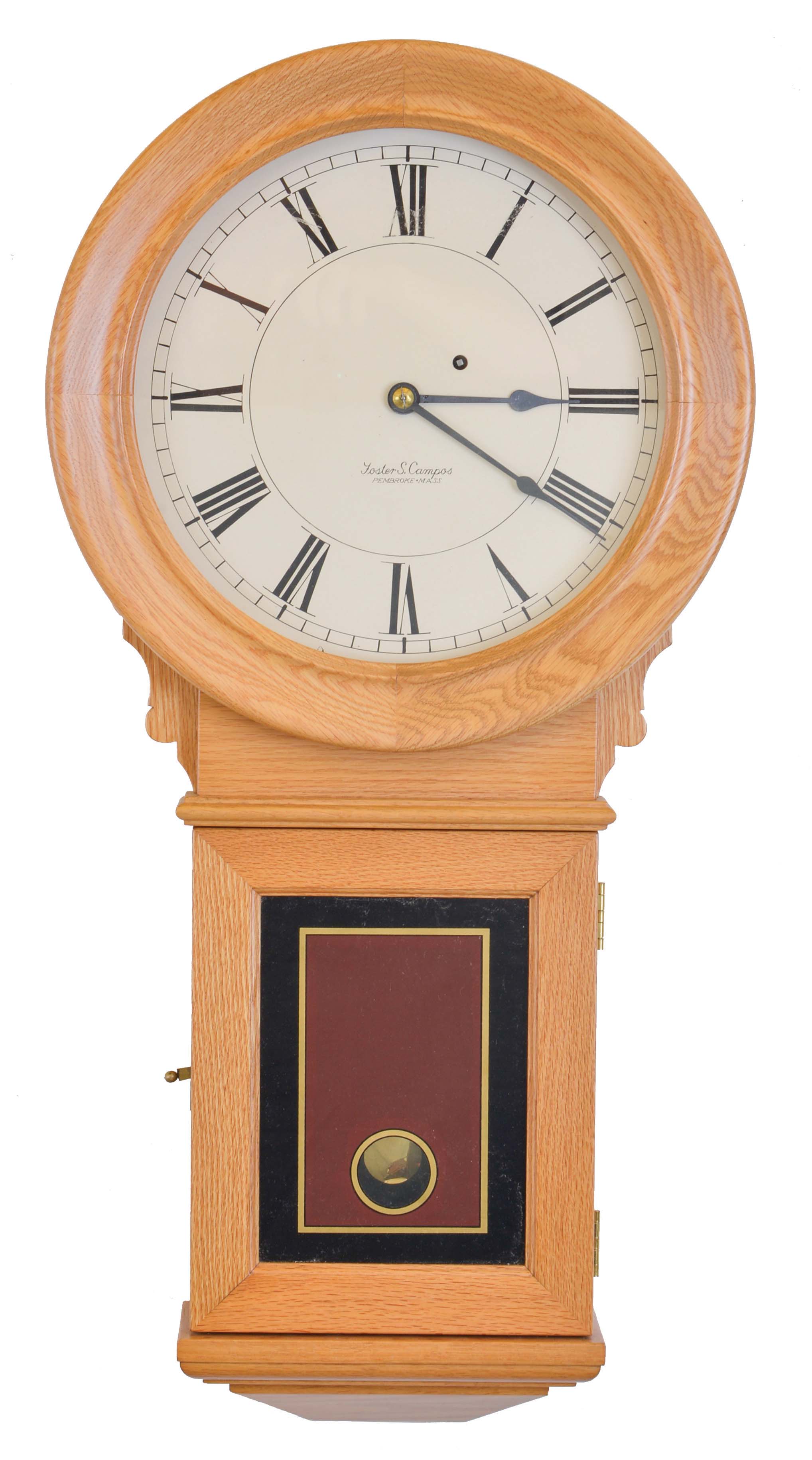 Foster Campos, Pembroke, Mass., "Howard No. 70", 8 day, weight brass movement wall timepiece. No. 3, — Antique Clocks Price Guide