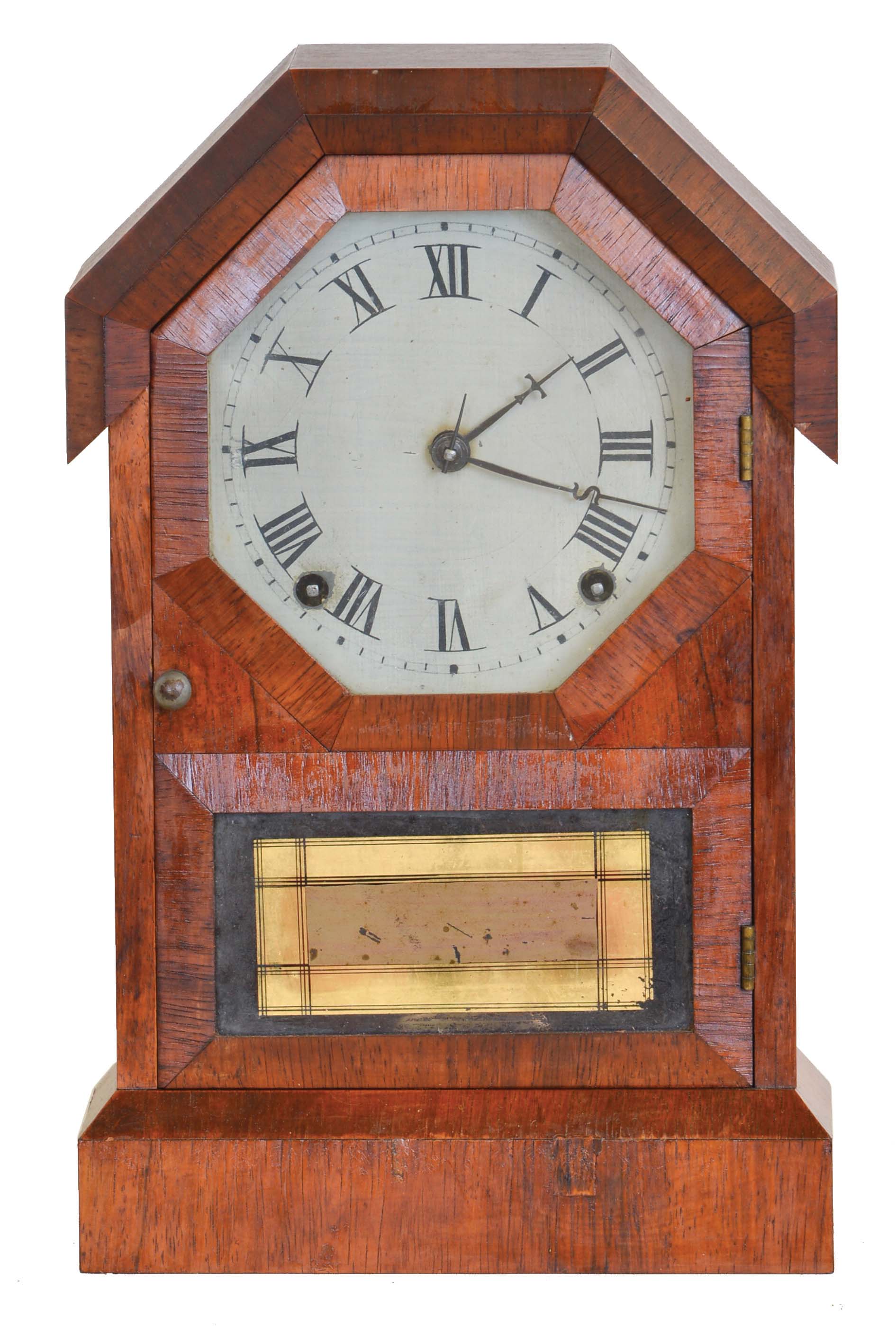 Seth Thomas Clock Co., Plymouth Hollow, Conn., "Octagon Top" model shelf clock with an 8 day spring driven time and strike lyre movement. — Antique Clocks Price Guide