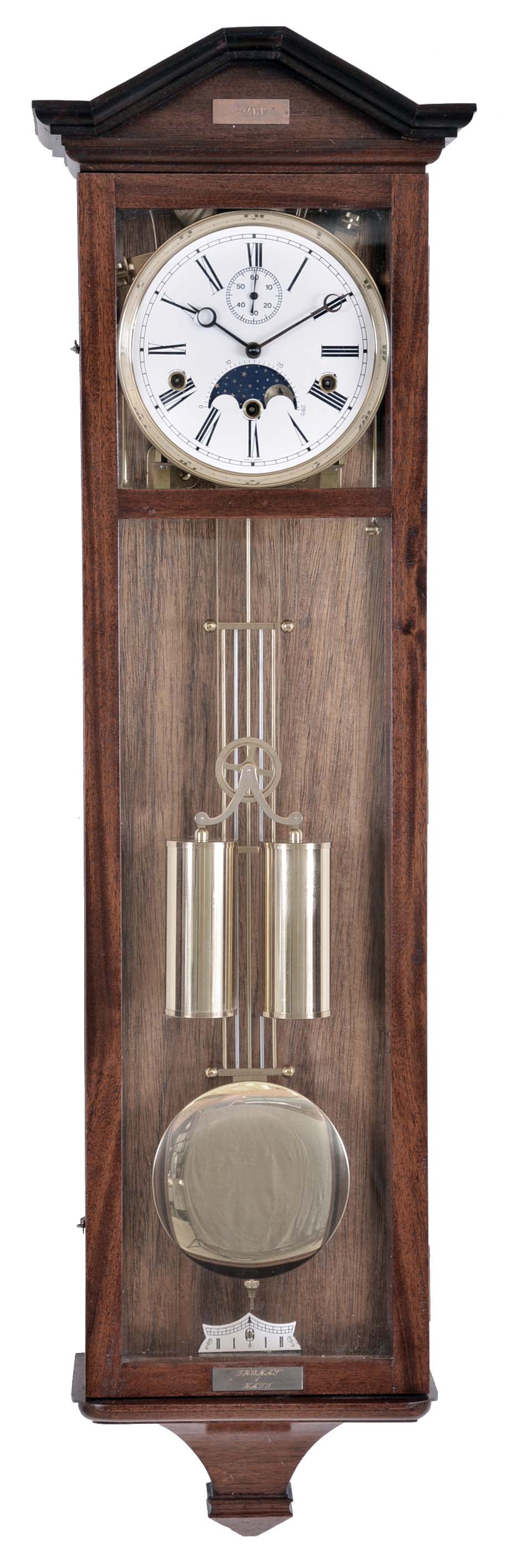Klinenger, Germany, 8 day, time, strike and Westminster chime on bells wall clock with moon phase dial. — Antique Clocks Price Guide