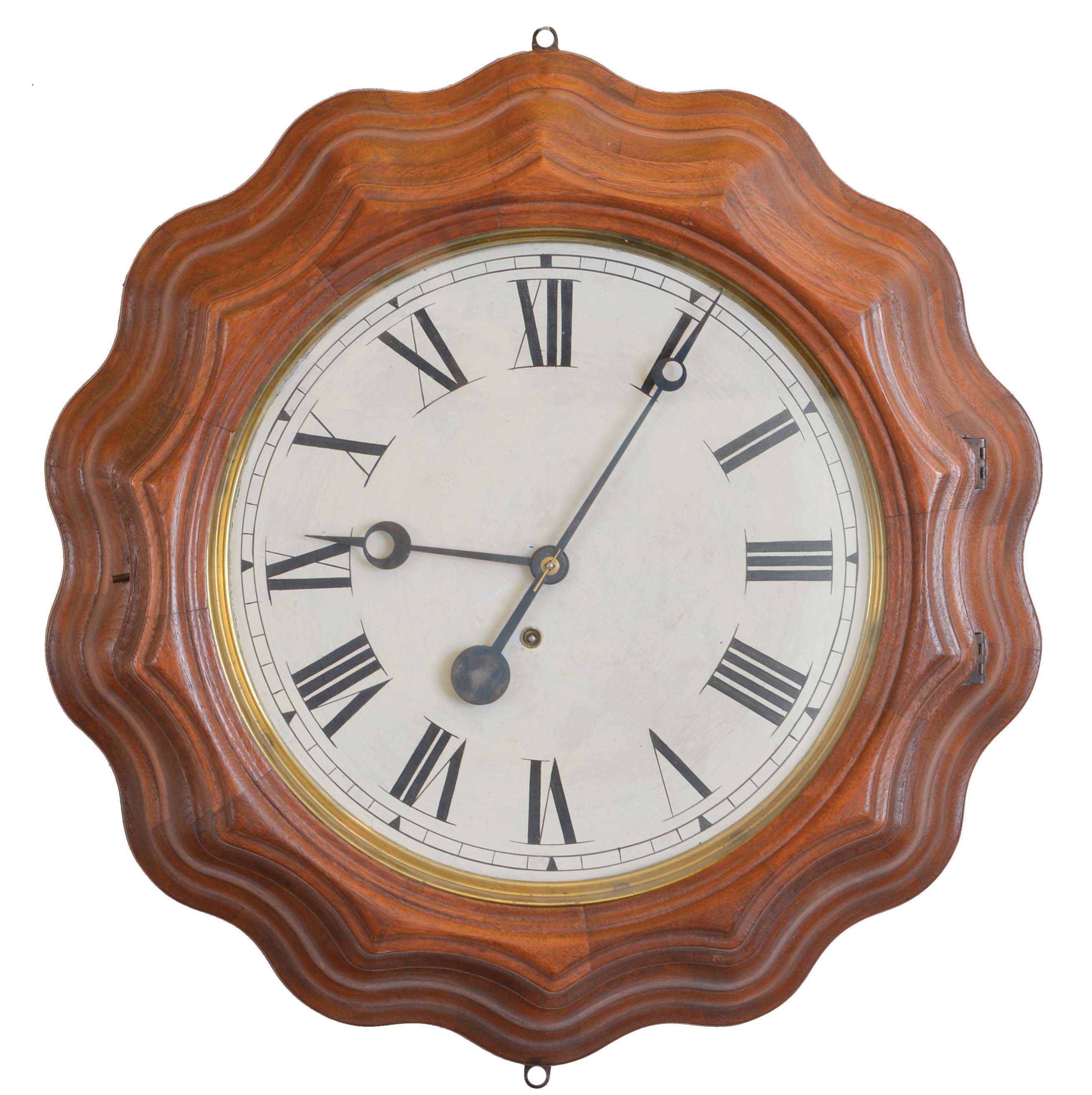 E. Ingraham &amp; Co., Bristol, Conn. "14" Corrugated", 8 day, time and strike spring brass movement wall timepiece. — Antique Clocks Price Guide