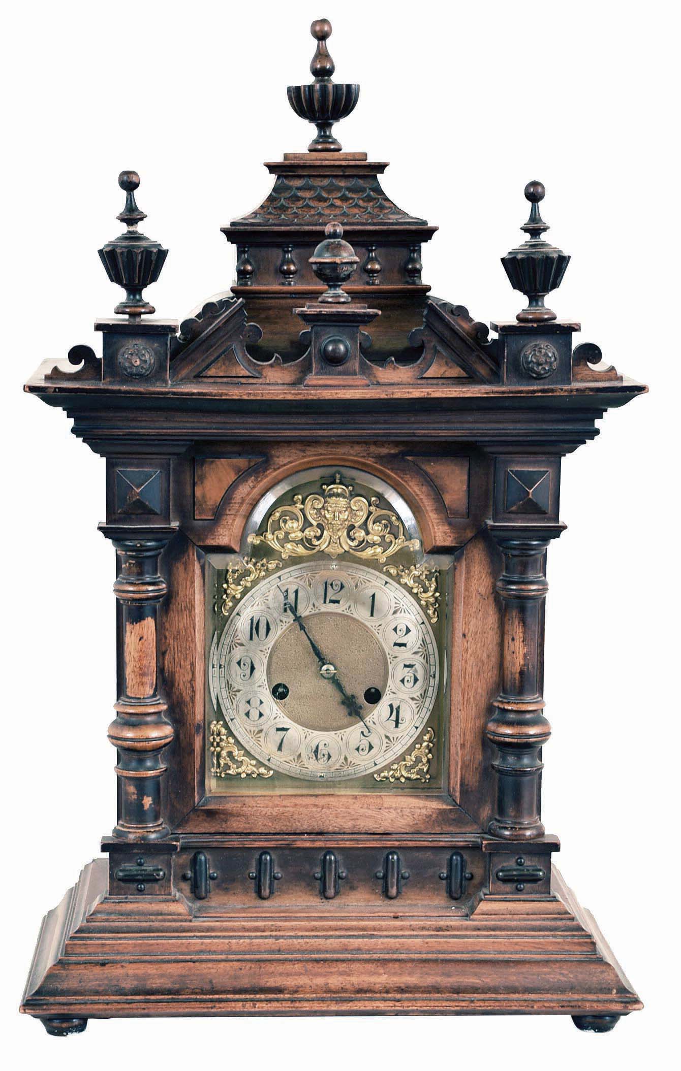 German Hamburg American walnut 14 day time and strike bracket clock — Antique Clocks Price Guide