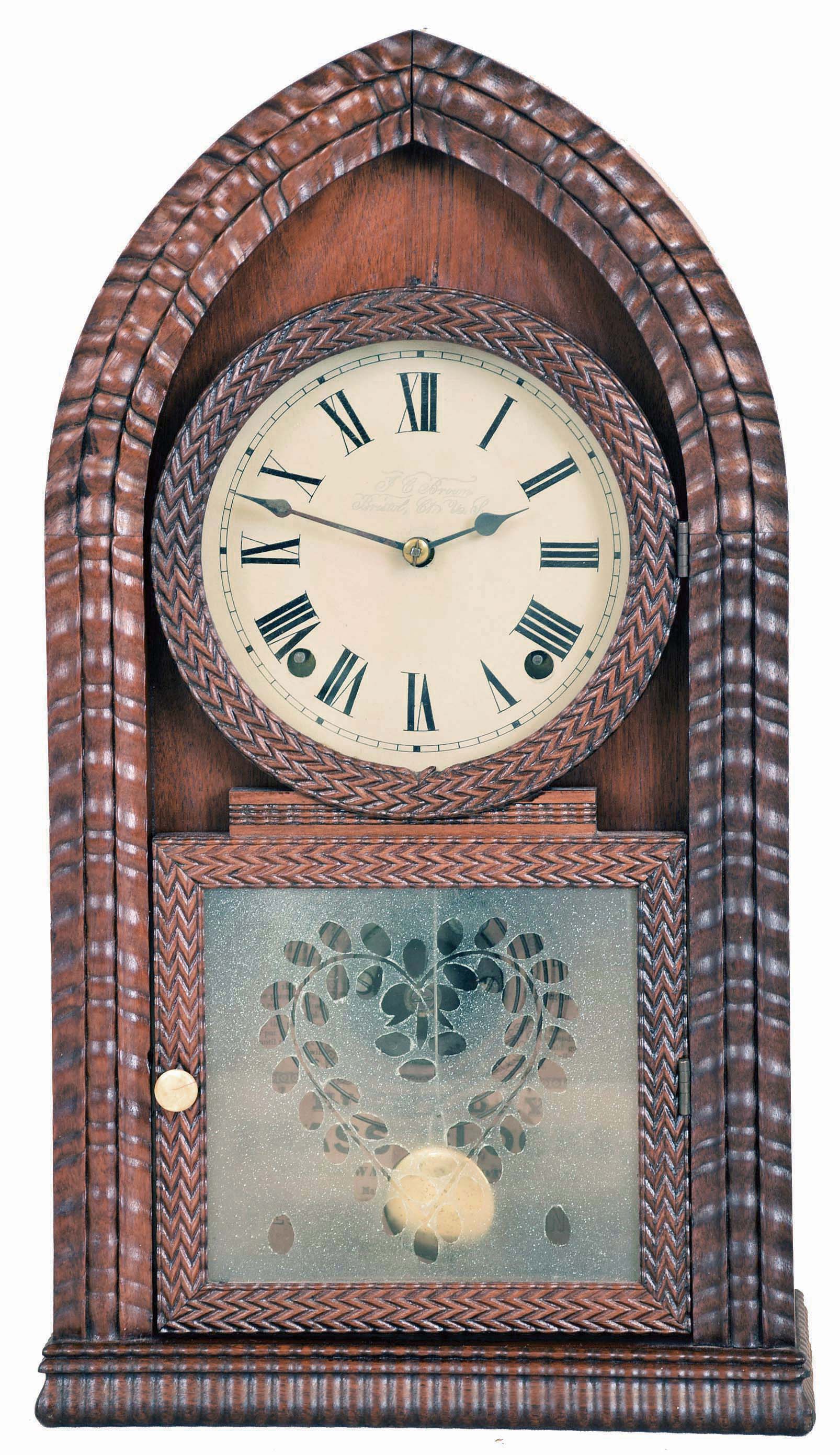 Forestville Manufacturing Co. (J. C. Brown). Bristol, Connecticut, 8 day brass time &amp; strike movement in a ripple front "beehive" rosewood case. — Antique Clocks Price Guide