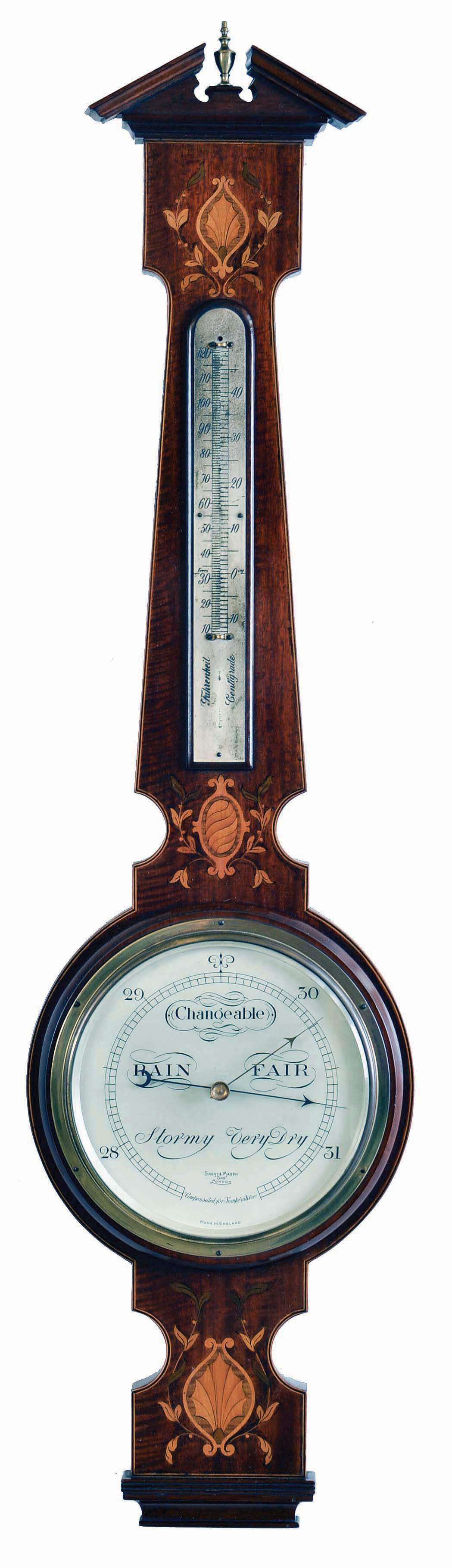 Short and Mason, London, aneroid barometer and thermometer. — Antique Clocks Price Guide