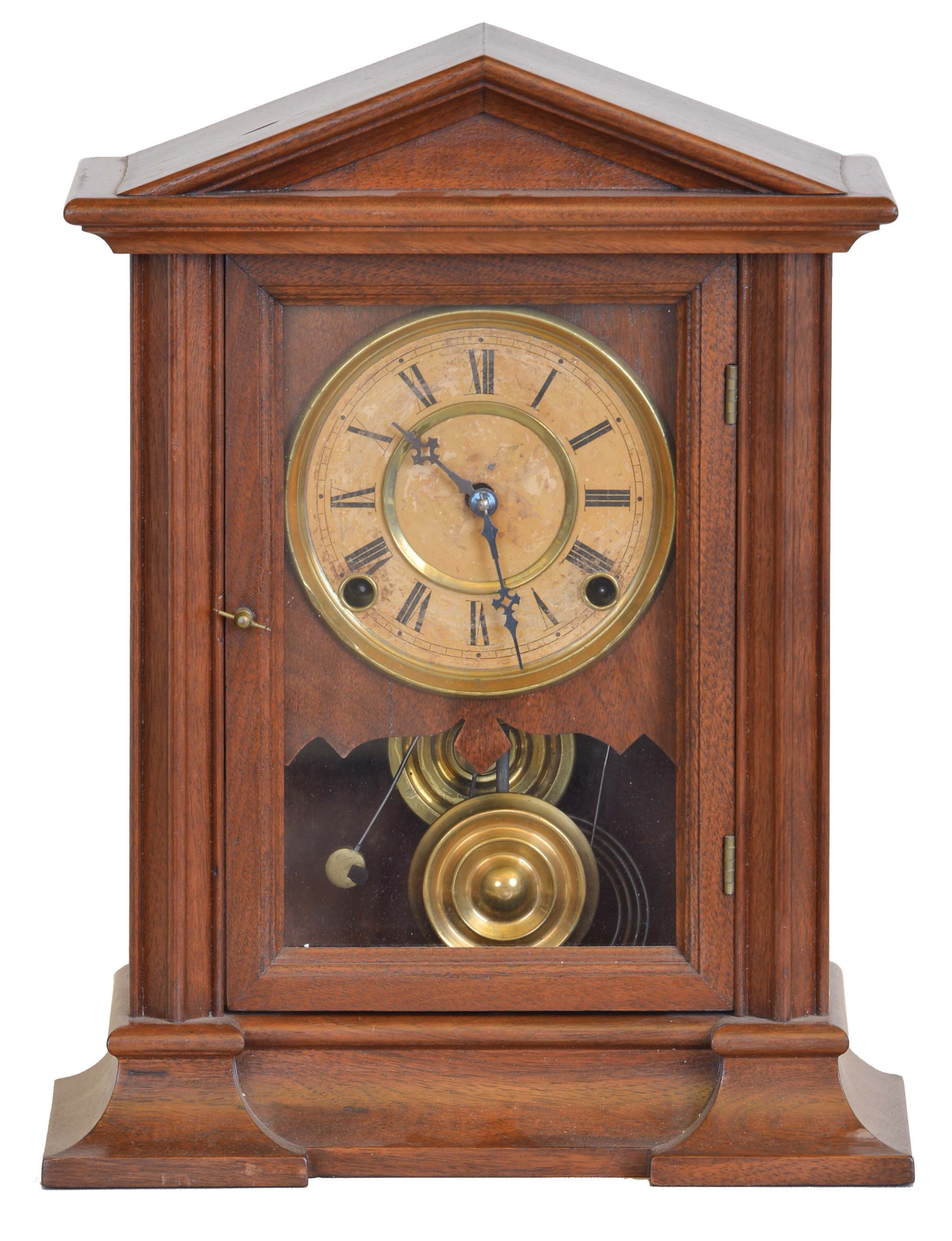 E. Ingraham &amp; Co., Bristol, Conn., "Episode", 8 day, time and strike spring brass movement mantel clock. — Antique Clocks Price Guide