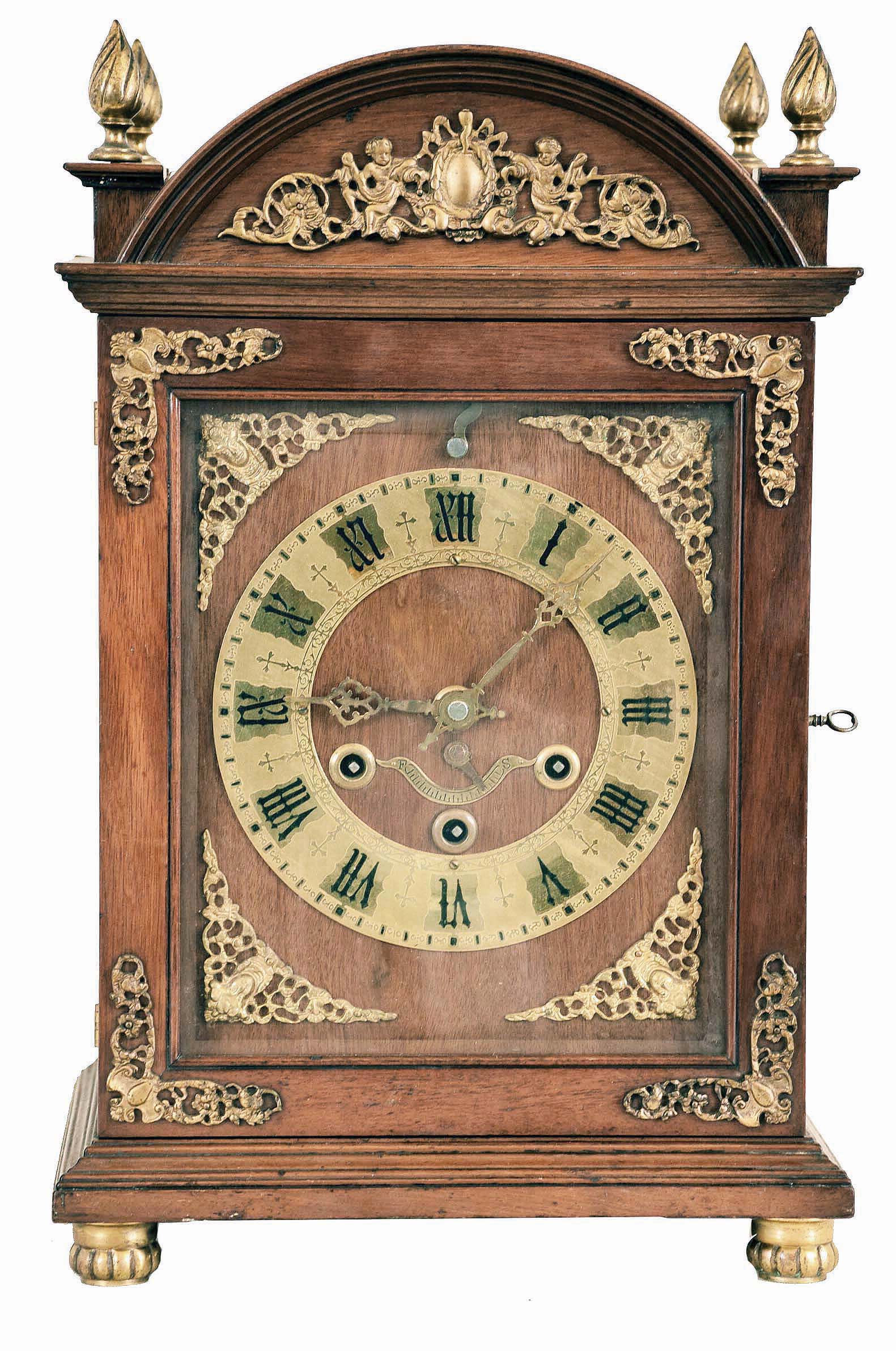 New Haven Clock Co., New Haven, Conn., "Eight-Bell Chime No. 1", 8 day, time, strike and chime spring brass movement bracket clock. — Antique Clocks Price Guide
