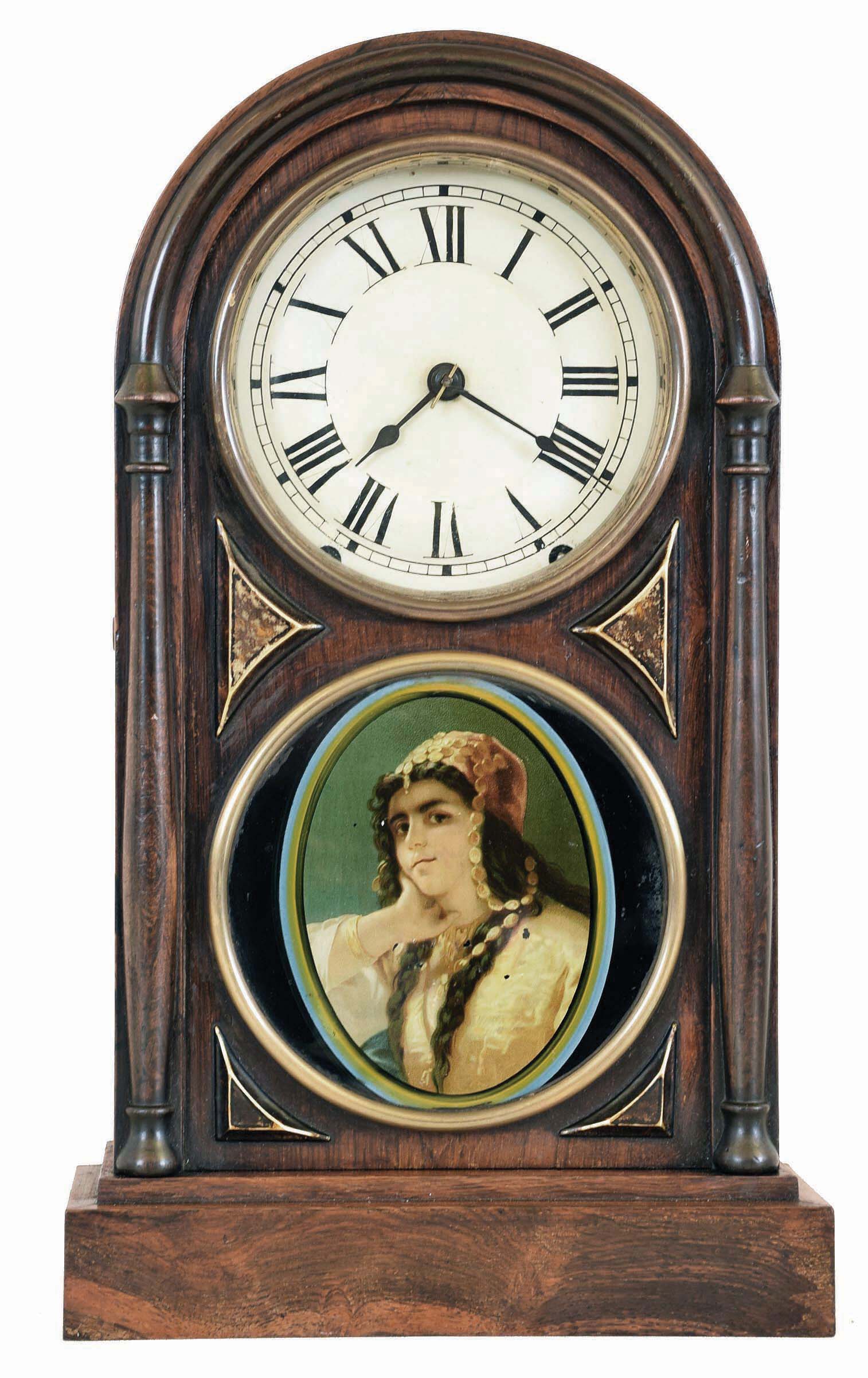 Seth Thomas Clock Co., Thomaston, Conn., "Chicago" City Series shelf clock with an 8 day spring driven time and strike movement in a rosewood case. — Antique Clocks Price Guide