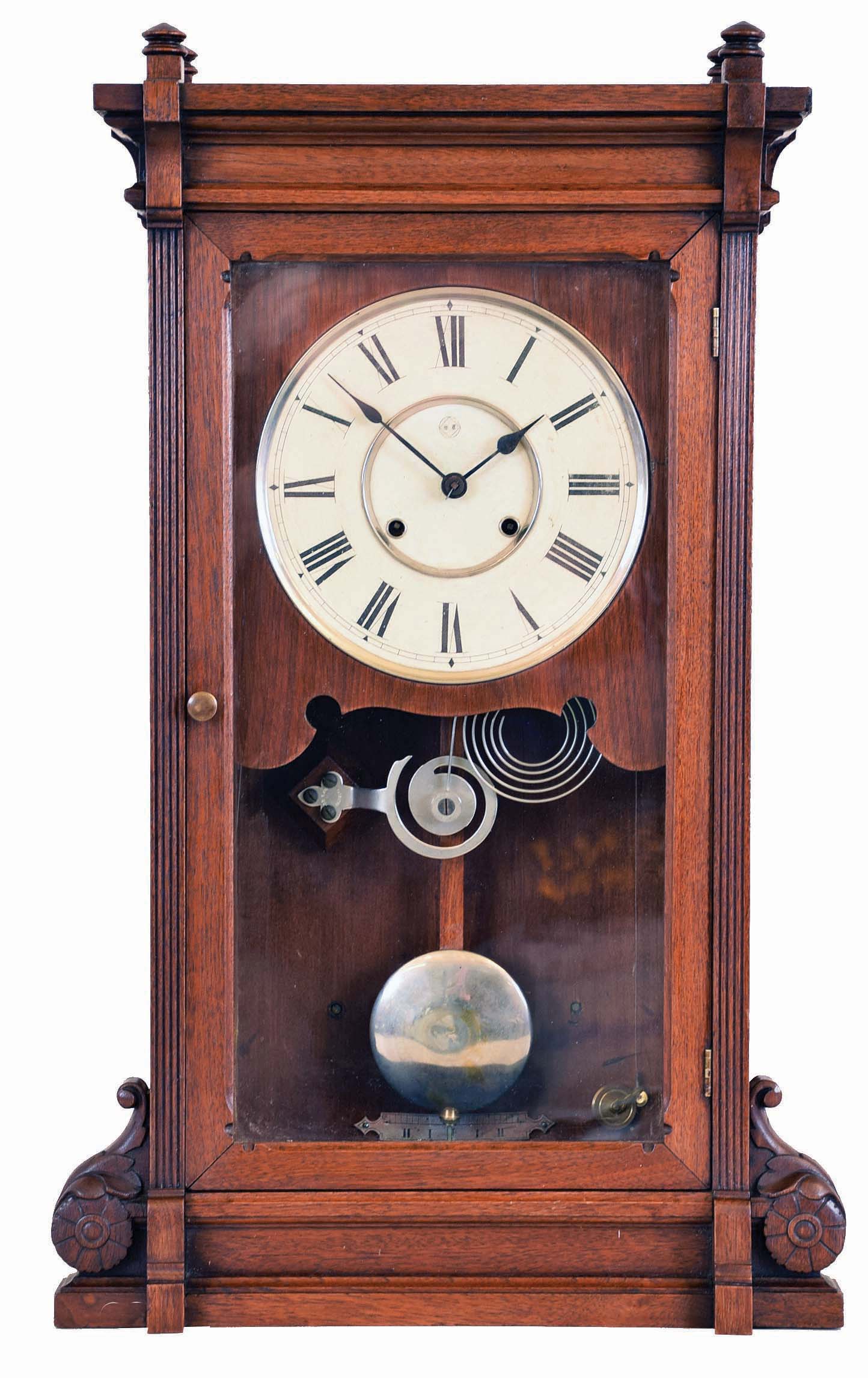 Seth Thomas Clock Co., Thomaston, Conn., "Lincoln" model shelf clock with an 8 day weight driven time and strike movement in a walnut case. — Antique Clocks Price Guide