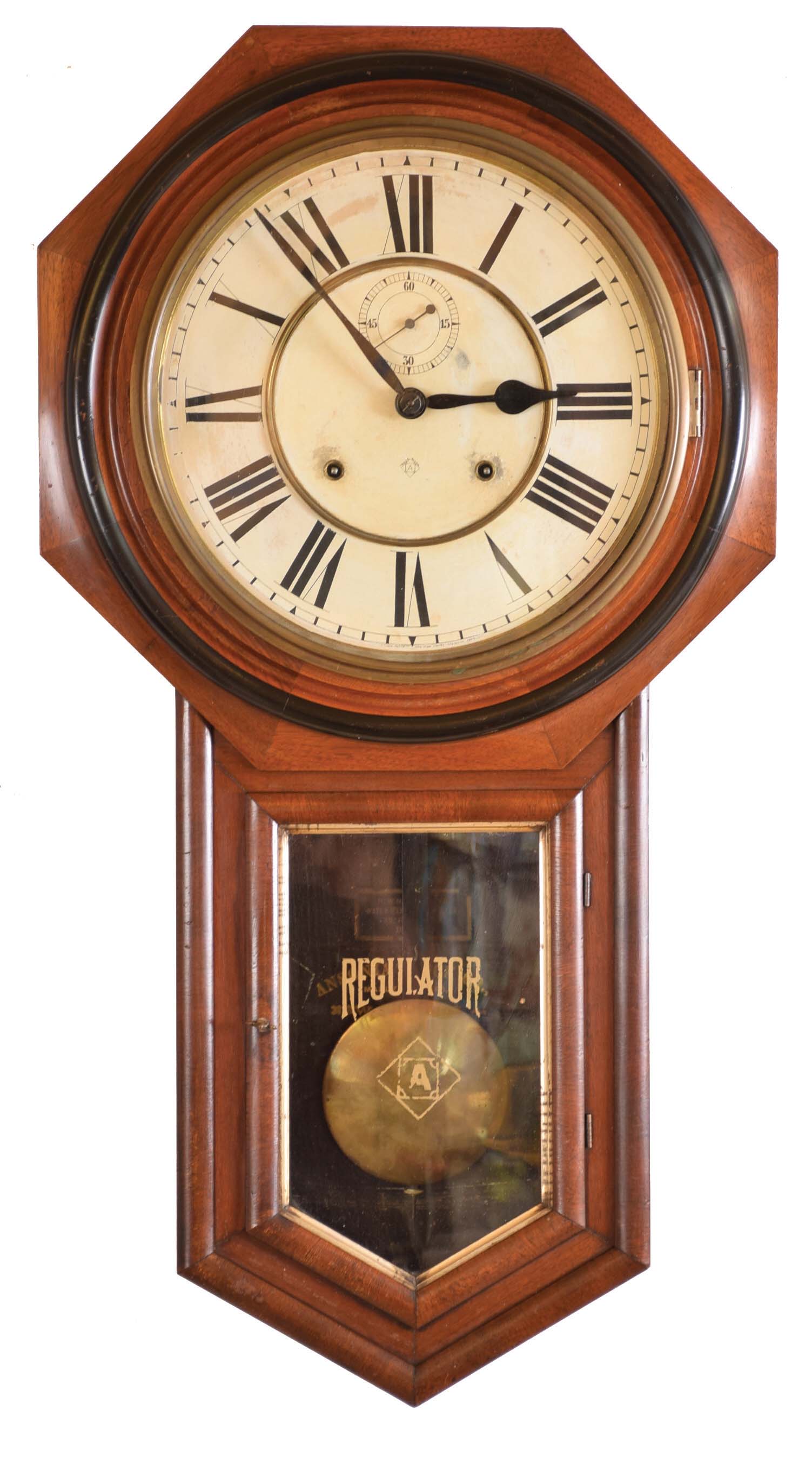 Ansonia Clock Co., New York, NY, "Office Regulator", 8 day, time and strike spring brass movement wall clock. — Antique Clocks Price Guide