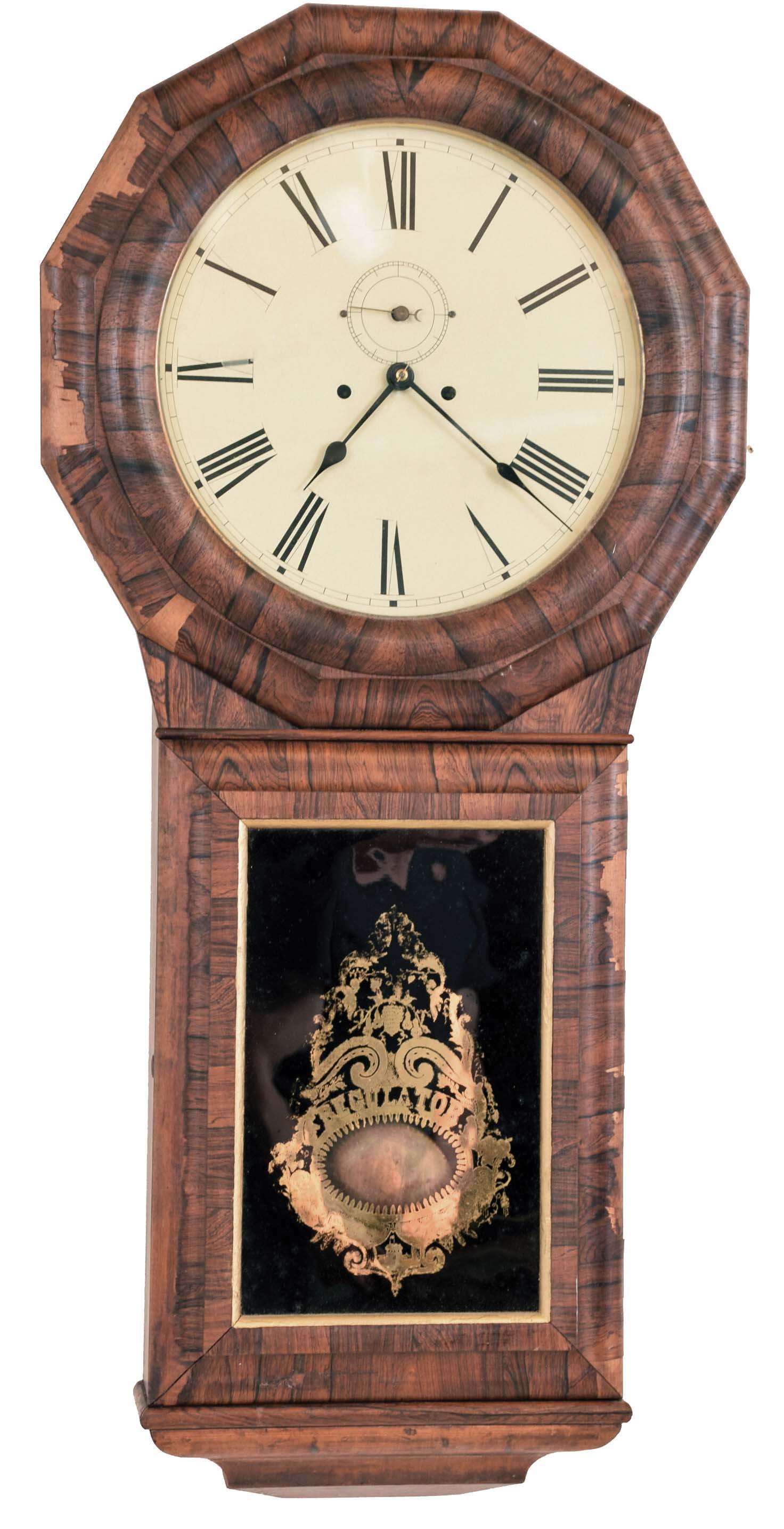 Clocks- 2 (Two): (1) Seth Thomas Clock Co., Thomaston, Conn., "Regulator No. 1 Extra", 8 day, time and strike weight brass movement wall clock. (2) Seth Thomas Clock Co., Thomaston, Conn., "Regulator No. 1 Extra", 8 day, weight brass movement wall timepiece. — Antique Clocks Price Guide