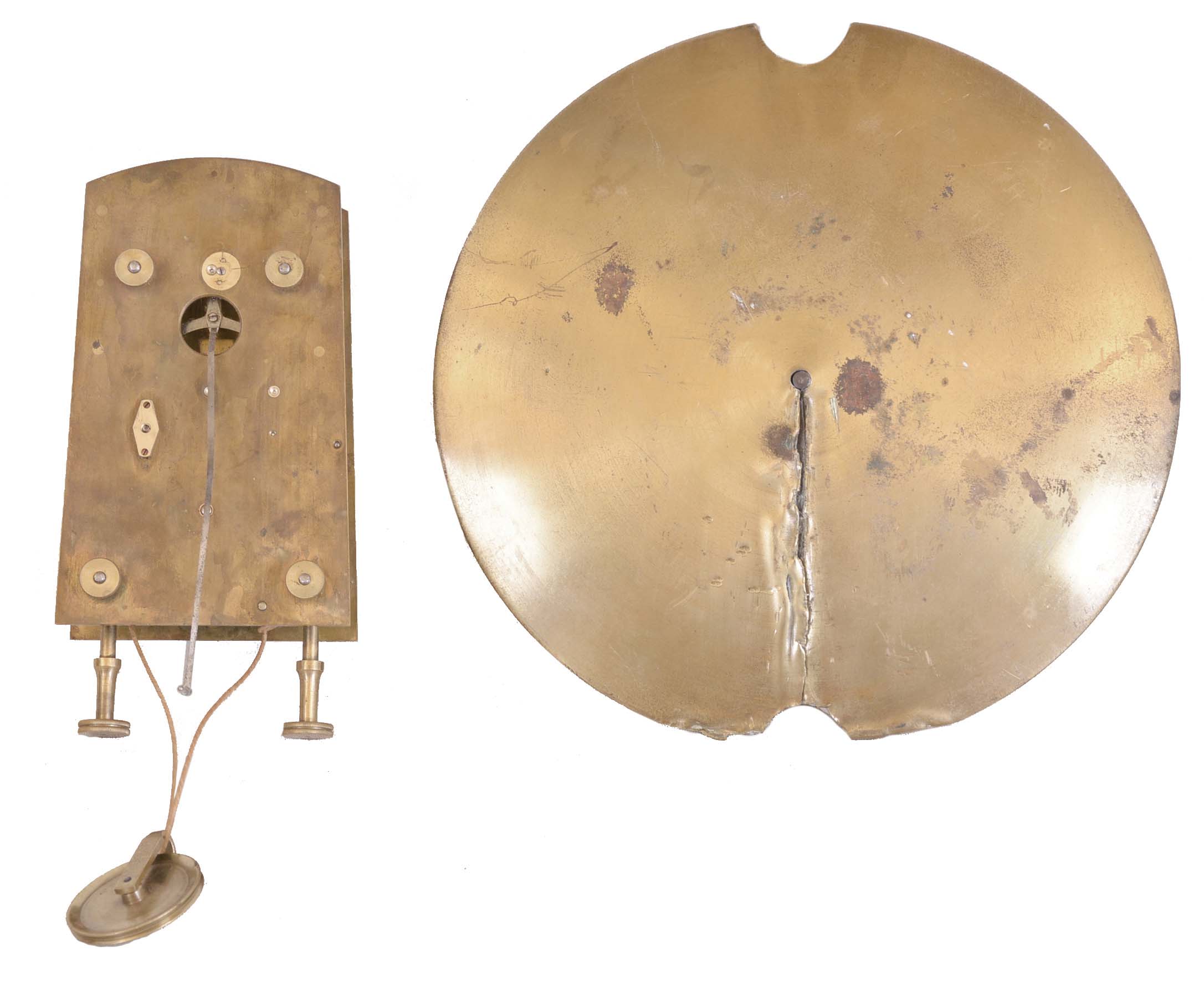 Regulator timepiece movement, 8 day movement with dead beat escapement, sweep seconds, and jeweled pallets, with pendulum ball — Antique Clocks Price Guide