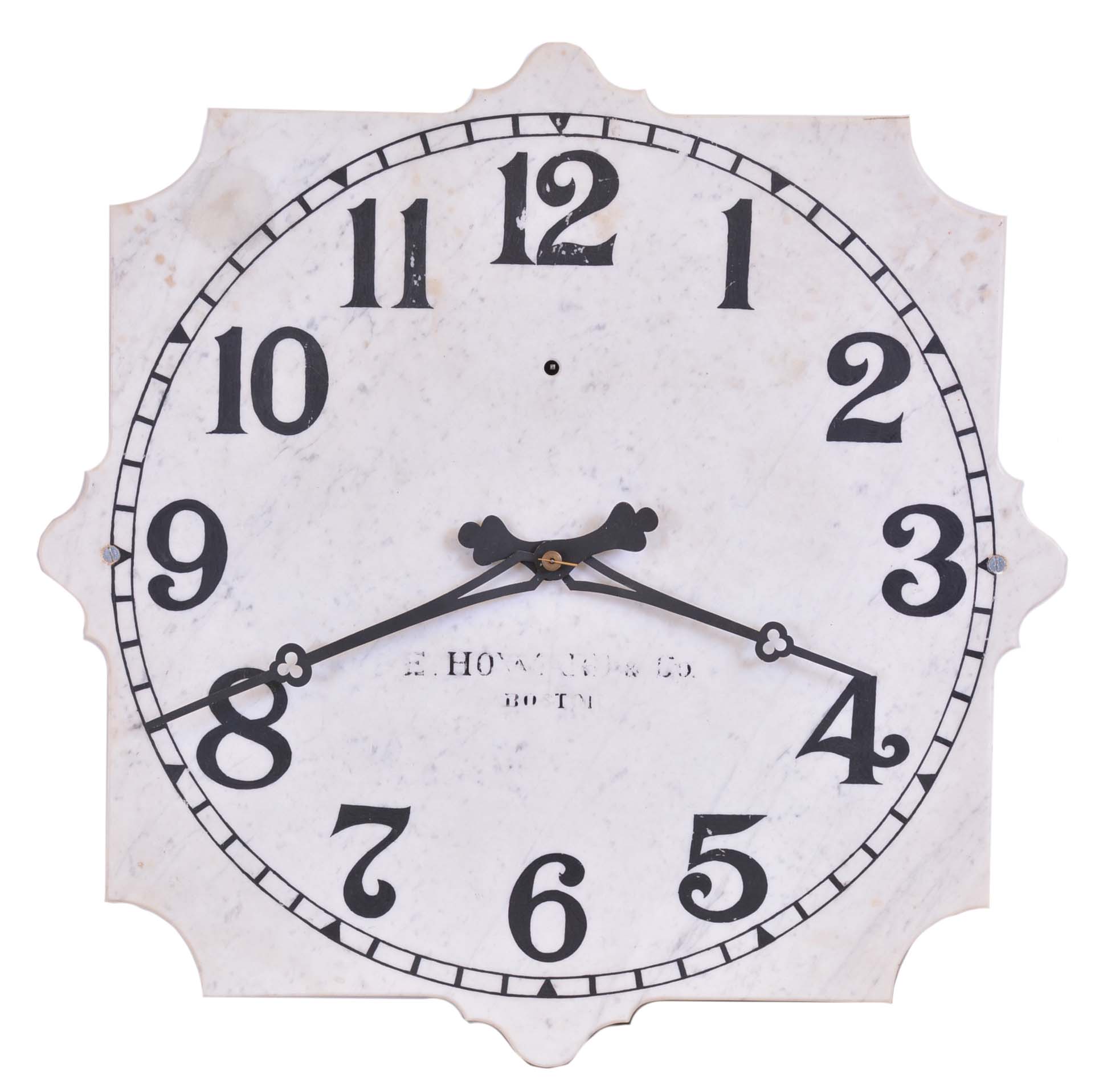 E. Howard &amp; Co., Boston, Mass., "No. 20" Marble Dial wall clock with a weight driven 8 day timepiece movement, — Antique Clocks Price Guide