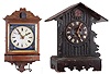 Clocks- 2 (Two) Cuckoo Black Forest German 30 hour: hanging weight driven model nearly identical to rare Biedermeier #4 shown on Justin Miller book page 36, likely by Ketterer, c1860; shelf model spring driven by Gordian Hettich Sohn (GHS), c, 1900