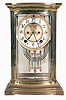 Ansonia Clock Co., New York, NY, "Roy" model Crystal Regulator shelf clock with a spring driven 8 days time and half hour strike movement with a visible escapement.