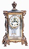 New Haven Clock Co., New Haven, Conn., "Thames", 8 day, time and strike spring brass movement crystal regulator mantel clock with Art Noveau feet and applied decorations.