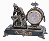 Ansonia Clock Co., New York, NY, "Mercury" statue mantel clock with an 8 day spring driven time and strike movement with visible escapement in an enameled iron base and cast figurine case.