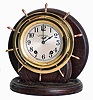 Seth Thomas Clock Co., Thomaston, Conn., "Ship's Wheel", 8 days, time and strike spring brass lever movement Ship's Bell clock.